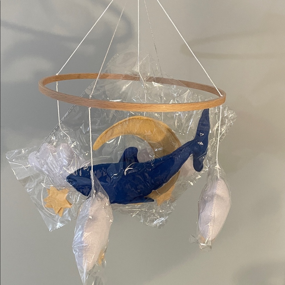Blue Whale and Clouds Infant baby Mobile nwt